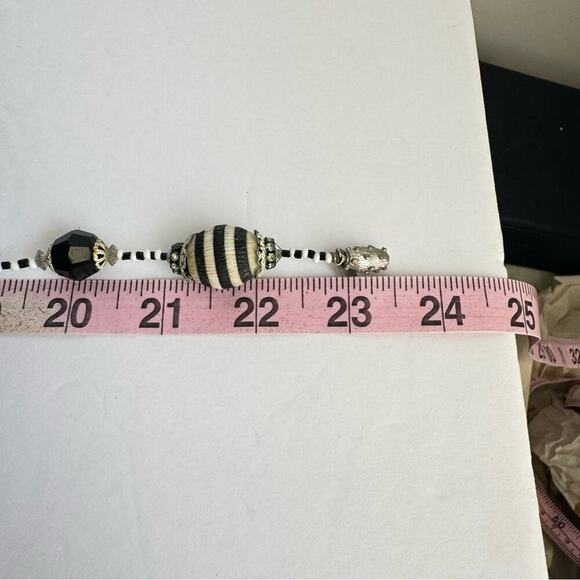 Vendome Necklace Vintage Black & White Stripe Bead Beaded Retro Mod 60s Signed - Picture 13 of 13